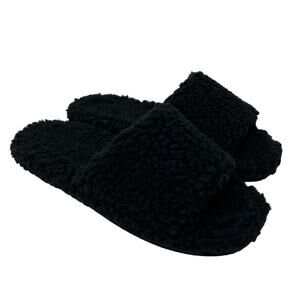 INC Dinnaa Black Sherpa Slide Slippers 9